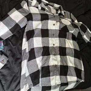black and white flannel shirt